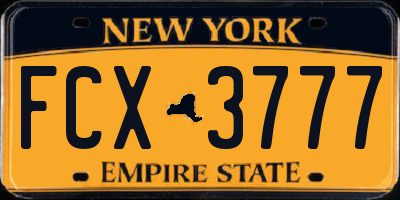 NY license plate FCX3777