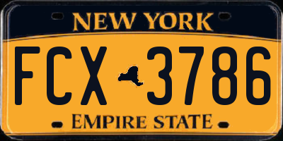 NY license plate FCX3786