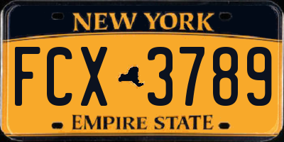 NY license plate FCX3789