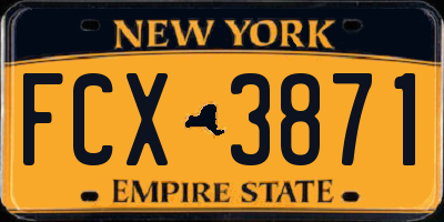 NY license plate FCX3871