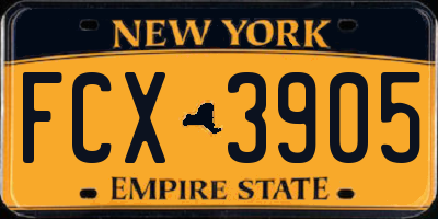 NY license plate FCX3905