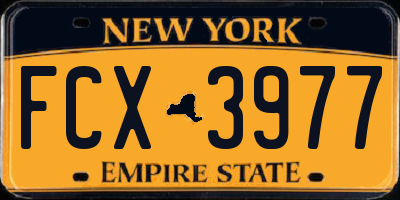 NY license plate FCX3977