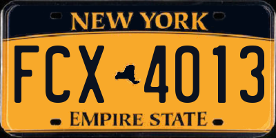 NY license plate FCX4013