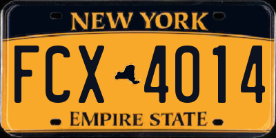 NY license plate FCX4014