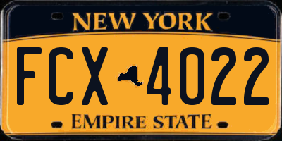 NY license plate FCX4022