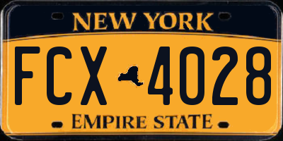 NY license plate FCX4028