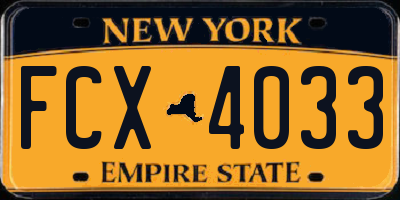 NY license plate FCX4033
