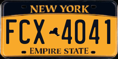 NY license plate FCX4041