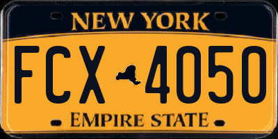 NY license plate FCX4050