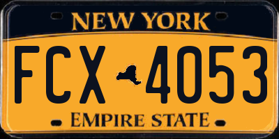 NY license plate FCX4053