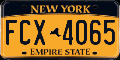 NY license plate FCX4065
