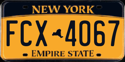 NY license plate FCX4067