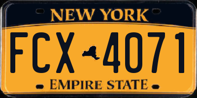 NY license plate FCX4071