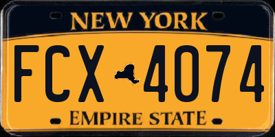 NY license plate FCX4074