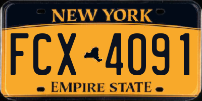NY license plate FCX4091