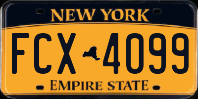 NY license plate FCX4099