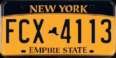 NY license plate FCX4113
