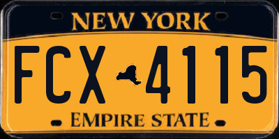 NY license plate FCX4115