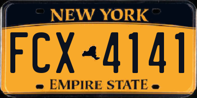 NY license plate FCX4141