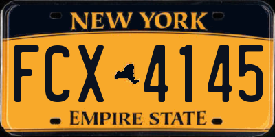 NY license plate FCX4145