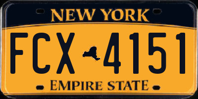 NY license plate FCX4151