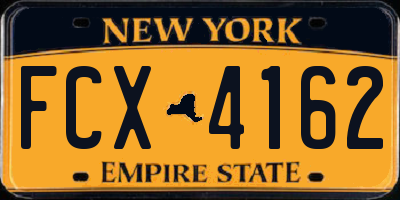NY license plate FCX4162