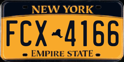 NY license plate FCX4166