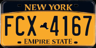NY license plate FCX4167