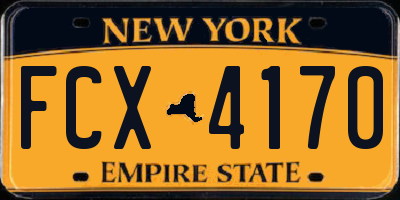 NY license plate FCX4170