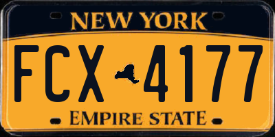 NY license plate FCX4177