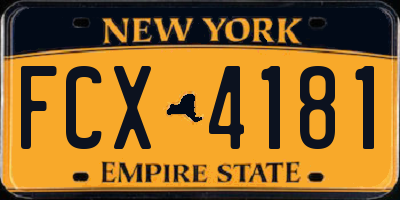 NY license plate FCX4181