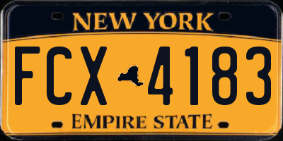 NY license plate FCX4183