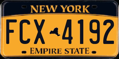 NY license plate FCX4192