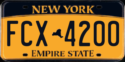 NY license plate FCX4200