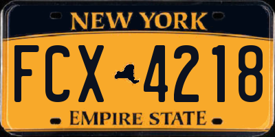 NY license plate FCX4218