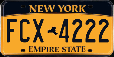 NY license plate FCX4222