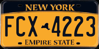 NY license plate FCX4223