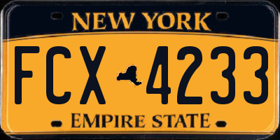 NY license plate FCX4233