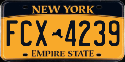 NY license plate FCX4239