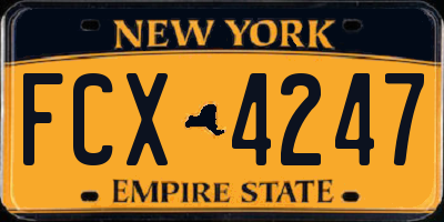NY license plate FCX4247