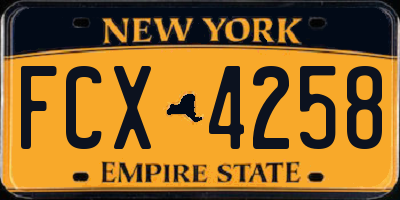 NY license plate FCX4258
