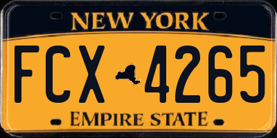 NY license plate FCX4265