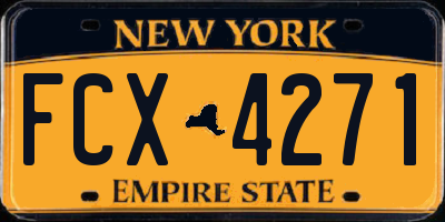 NY license plate FCX4271