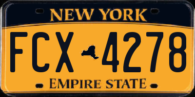 NY license plate FCX4278