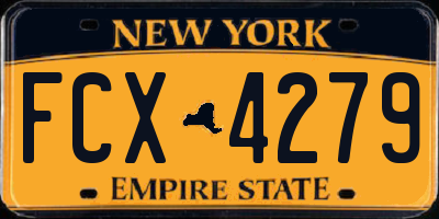 NY license plate FCX4279