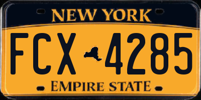 NY license plate FCX4285