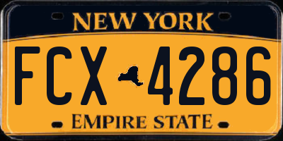 NY license plate FCX4286