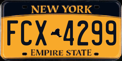 NY license plate FCX4299