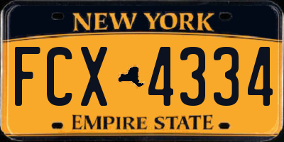 NY license plate FCX4334