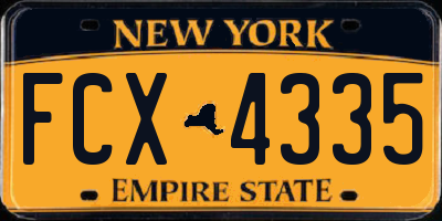 NY license plate FCX4335